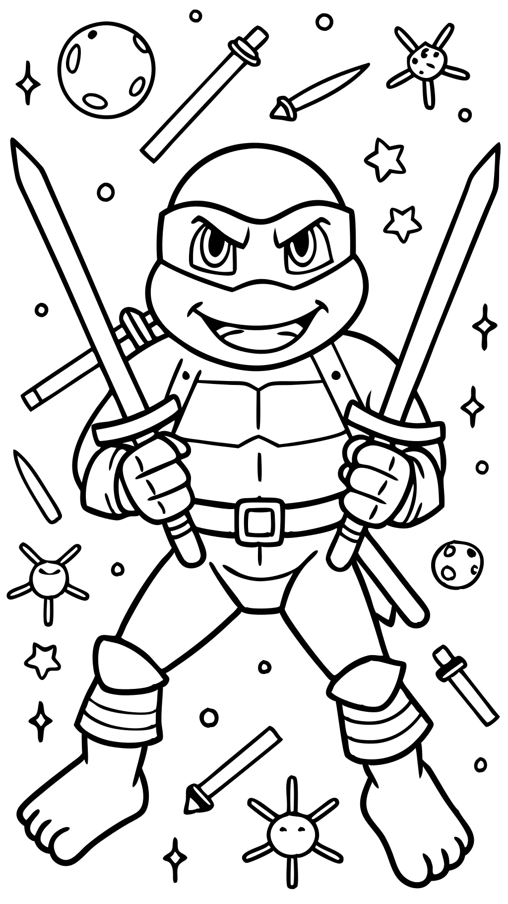 Página para colorear de la tortuga de Leonardo Ninja